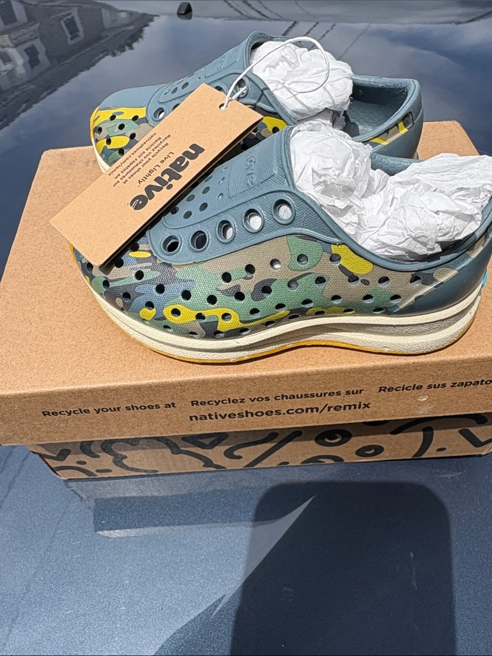Native Robbie Sugarlite Print Kids Slip-On Shoes in Blue Camo C4 BABY